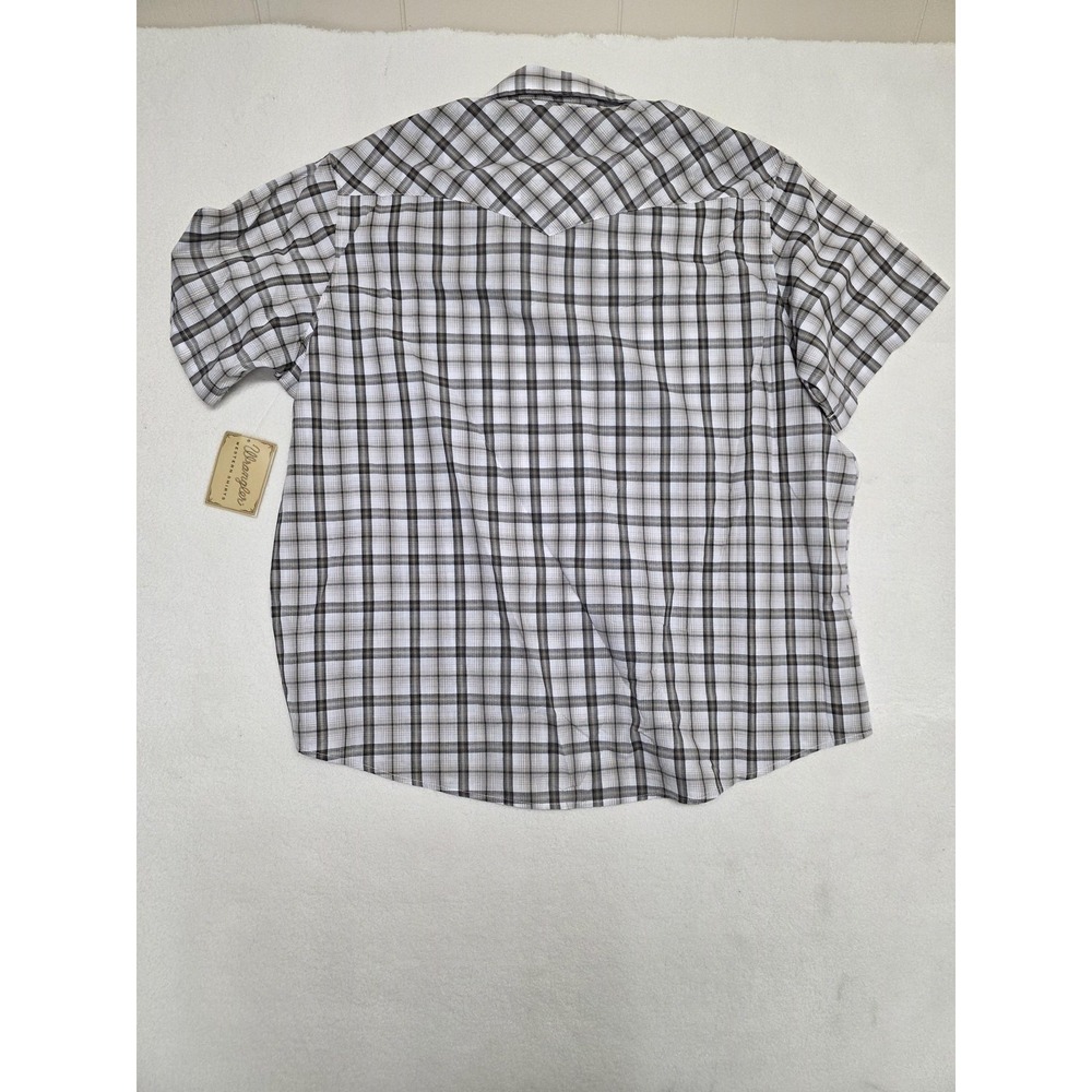 Wrangler Shirt Mens 2XL Brown Plaid Western Snap Short Sleeve Easy Care - Picture 5 of 10